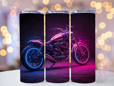 Patriotic Motorcycle Biker Tumbler, American Flag Biker Cup, Fathers Day Tumbler, 20oz Sublimation Wrap, USA Pride Biker Design, Red White Blue Motorcycle, Biker Dad Tumbler Sublimation SvggirlplusArt 