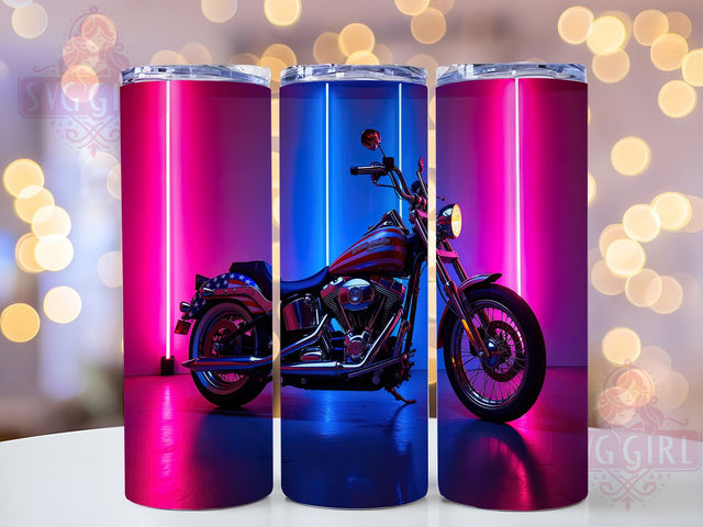 Patriotic Motorcycle Biker Tumbler, American Flag Biker Cup, Fathers Day Tumbler, 20oz Sublimation Wrap, USA Pride Biker Design, Red White Blue Motorcycle, Biker Dad Tumbler Sublimation SvggirlplusArt 