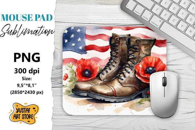 Patriotic Mouse Pad sublimation.American flag and boots Sublimation Yustaf Art Store 