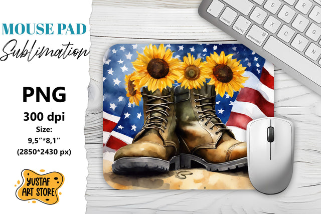 Patriotic Mouse Pad sublimation.American flag and boots Sublimation Yustaf Art Store 