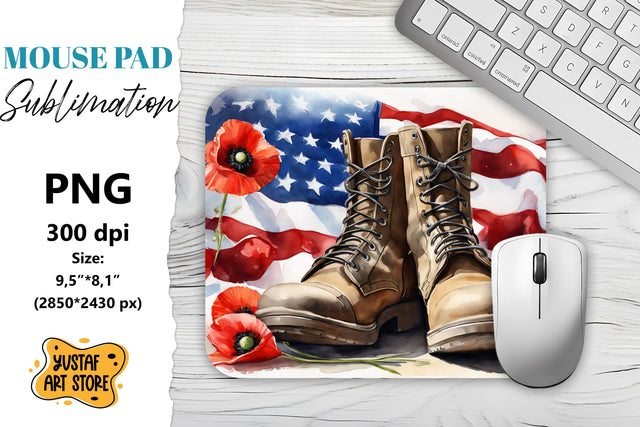Patriotic Mouse Pad sublimation.American flag and boots Sublimation Yustaf Art Store 