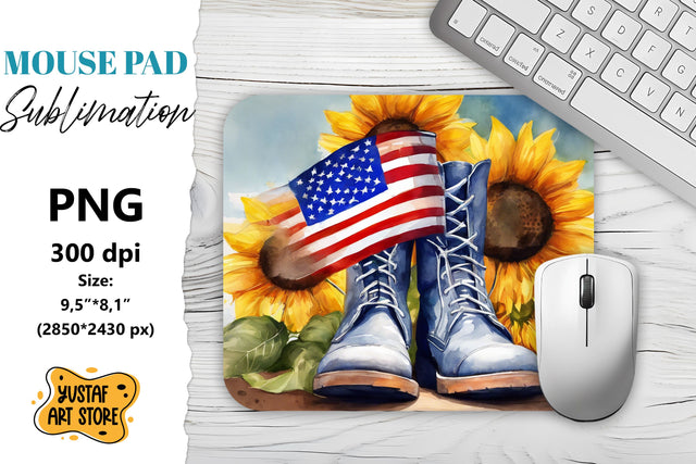 Patriotic Mouse Pad sublimation.American flag and boots Sublimation Yustaf Art Store 