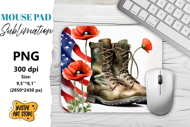 Patriotic Mouse Pad sublimation.American flag and boots Sublimation Yustaf Art Store 