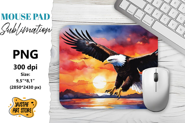 Patriotic Mouse Pad sublimation.American flag and eagle Sublimation Yustaf Art Store 