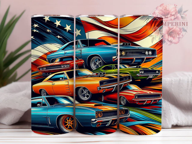 Patriotic Muscle Cars Tumbler Wrap, 20oz Sublimation Design, Muscle Car Digital Download, American Flag Tumbler Wrap, Vintage Car Design, Car Lover Gift, Muscle Car Art Sublimation Li Zamperini 