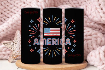Patriotic Neon America 20oz Tumbler Wrap Sublimation DesignSVG 