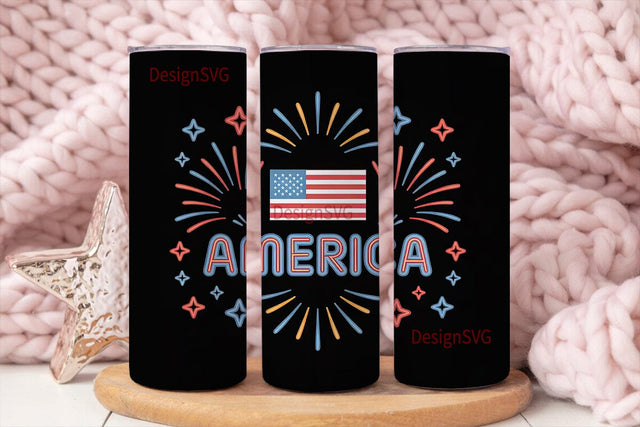 Patriotic Neon America 20oz Tumbler Wrap Sublimation DesignSVG 