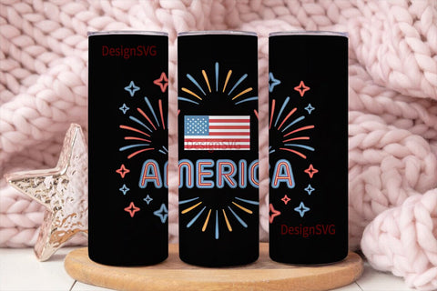 Patriotic Neon America 20oz Tumbler Wrap Sublimation DesignSVG 
