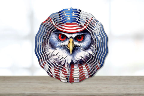 Patriotic Owl Bird Wind Spinner Sublimation Design Sublimation Regulrcrative 
