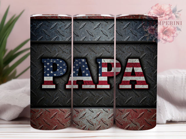 Patriotic Papa American Flag Tumbler Wrap, Metal Tumbler Design, 20oz Sublimation Wrap, Patriotic Tumbler, Father's Day Tumbler, USA Flag Sublimation Sublimation Li Zamperini 