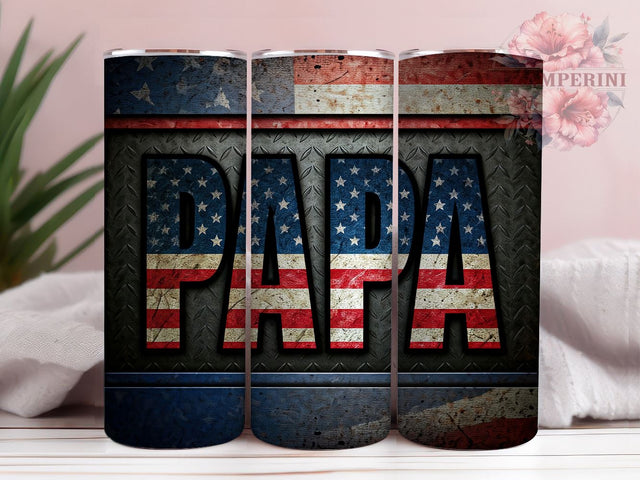 Patriotic Papa American Flag Tumbler Wrap, Metal Tumbler Design, 20oz Sublimation Wrap, Patriotic Tumbler, Father's Day Tumbler, USA Flag Sublimation Sublimation Li Zamperini 