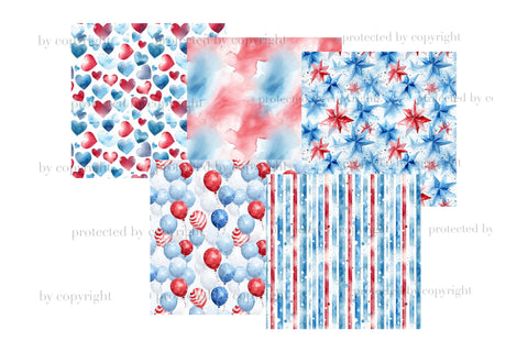 Patriotic Paper | 4Th Of July Pattern Bundle Digital Pattern GlamArtZhanna 