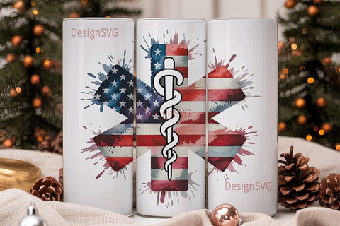 Patriotic Paramedic 20oz Tumbler Wrap Sublimation DesignSVG 