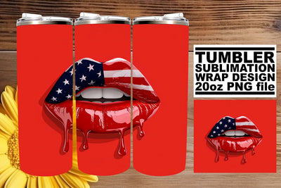 Patriotic Passion: USA Flag Lip Wrap Sublimation afrosvg 
