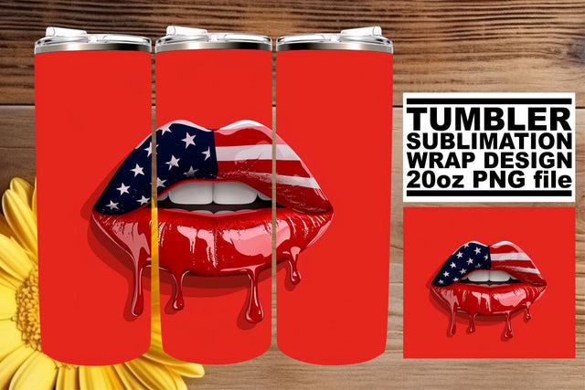 Patriotic Passion: USA Flag Lip Wrap Sublimation afrosvg 