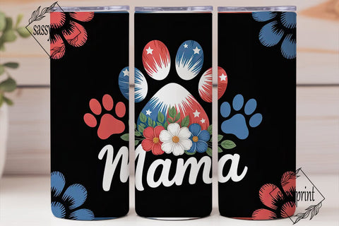 Patriotic Paw Print Mama Tumbler Wrap Sublimation sassyprint 
