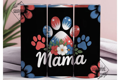 Patriotic Paw Print Mama Tumbler Wrap Sublimation sassyprint 