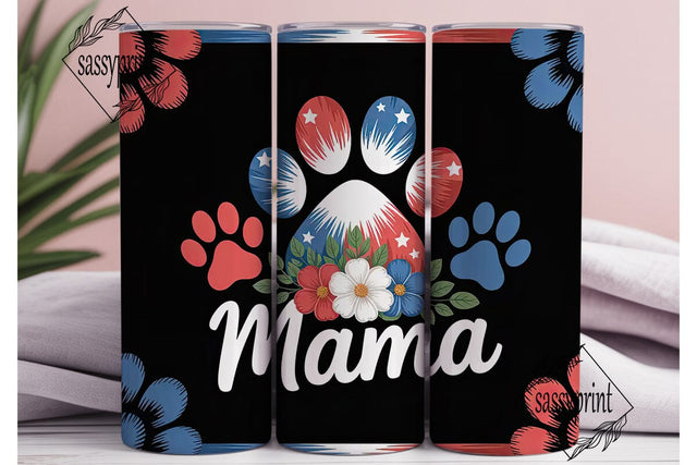 Patriotic Paw Print Mama Tumbler Wrap Sublimation sassyprint 
