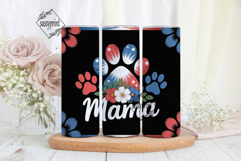 Patriotic Paw Print Mama Tumbler Wrap Sublimation sassyprint 