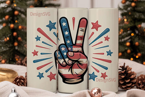 Patriotic Peace Sign 20oz Tumbler Wrap Sublimation DesignSVG 