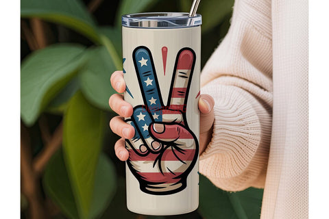Patriotic Peace Sign 20oz Tumbler Wrap Sublimation DesignSVG 