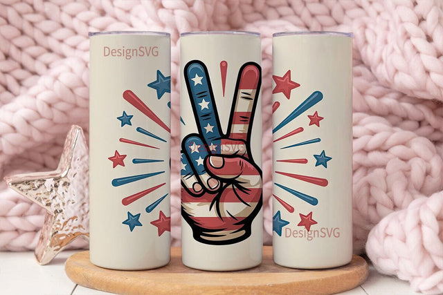 Patriotic Peace Sign 20oz Tumbler Wrap Sublimation DesignSVG 