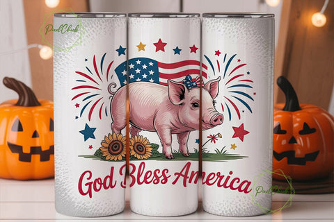 Patriotic Piglet 20oz Tumbler Wrap Sublimation PixelChick 