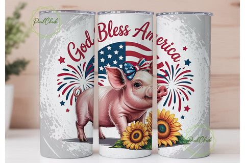 Patriotic Piglet 20oz Tumbler Wrap Sublimation PixelChick 