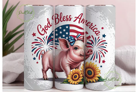 Patriotic Piglet 20oz Tumbler Wrap Sublimation PixelChick 