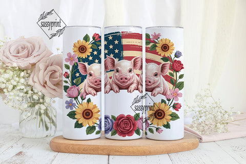Patriotic Piglets 20oz Tumbler Wrap Sublimation sassyprint 