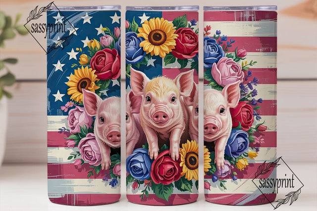 Patriotic Piglets 20oz Tumbler Wrap Sublimation sassyprint 