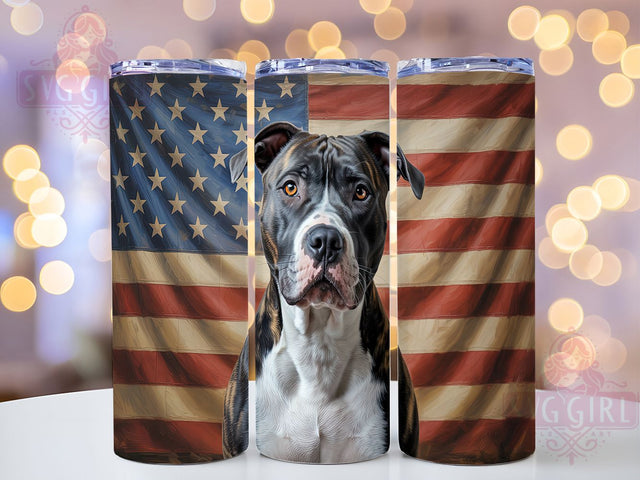 Patriotic Pitbull Dog Lover Tumbler, Dog Lover Design, Patriotic Pet Art, American Dog Tumbler, Pit Bull Owner Gift, Dog Flag Design, Pet Lover Wrap Sublimation SvggirlplusArt 