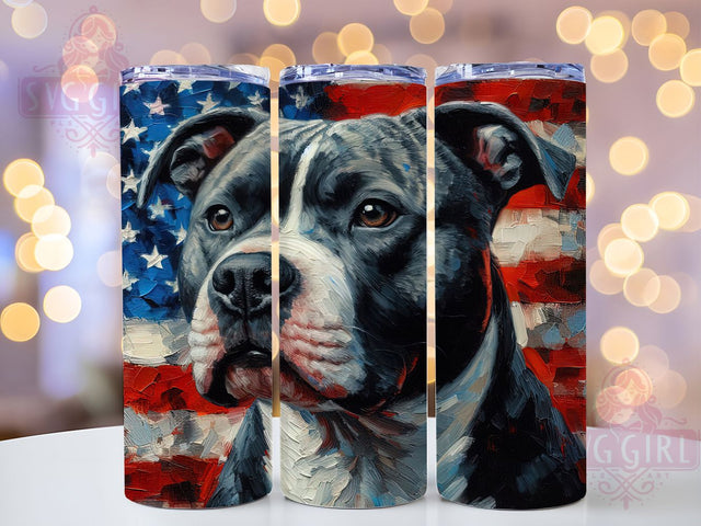 Patriotic Pitbull Dog Lover Tumbler, Dog Lover Design, Patriotic Pet Art, American Dog Tumbler, Pit Bull Owner Gift, Dog Flag Design, Pet Lover Wrap Sublimation SvggirlplusArt 