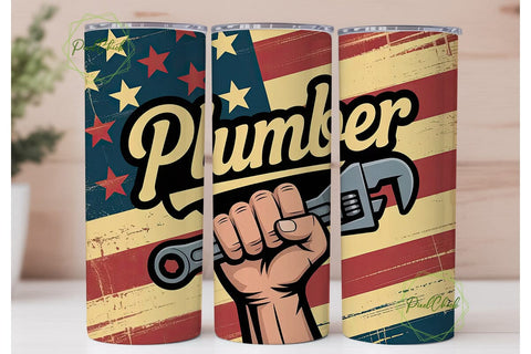 Patriotic Plumber 20oz Tumbler Wrap Sublimation PixelChick 