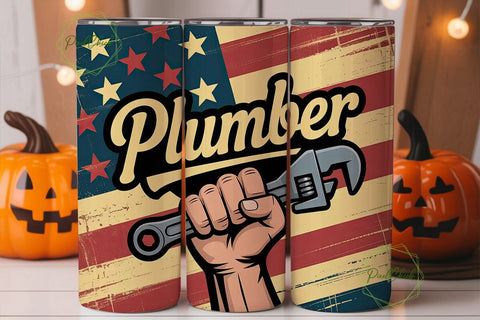 Patriotic Plumber 20oz Tumbler Wrap Sublimation PixelChick 