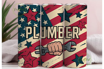 Patriotic Plumber 20oz Tumbler Wrap Sublimation PixelChick 