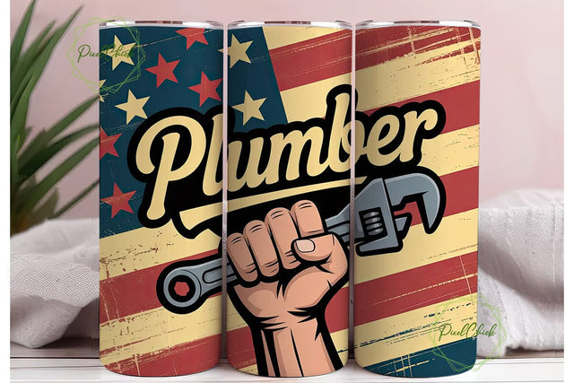 Patriotic Plumber 20oz Tumbler Wrap Sublimation PixelChick 