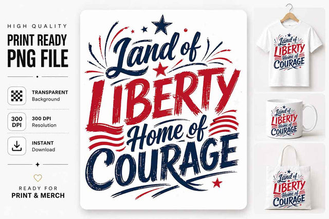 Patriotic PNG Land of Liberty Home of Courage Sublimation Design SVG BillahCrafts 
