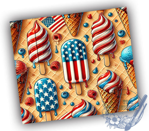 Patriotic Popsicle 20oz Tumbler, Popsicle Design, 20oz Sublimation, Summer Drinkware, Patriotic Treats, Fun Dessert Tumbler, Unique Summer Gift Sublimation ToriDesigns 