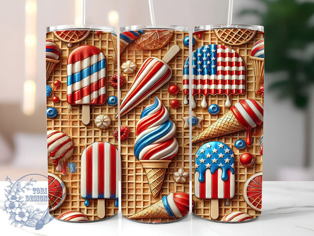 Patriotic Popsicle 20oz Tumbler, Popsicle Design, 20oz Sublimation, Summer Drinkware, Patriotic Treats, Fun Dessert Tumbler, Unique Summer Gift Sublimation ToriDesigns 