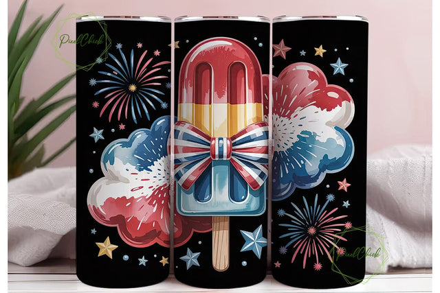 Patriotic Popsicle 20oz Tumbler Wrap Sublimation PixelChick 