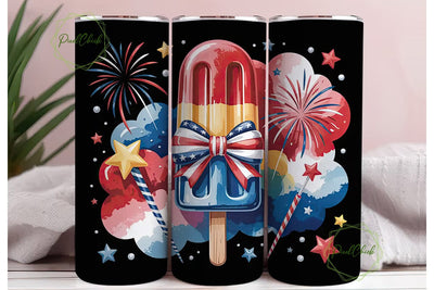 Patriotic Popsicle 20oz Tumbler Wrap Sublimation PixelChick 