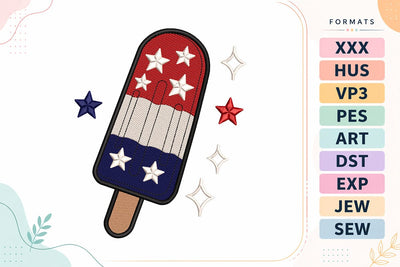 Patriotic Popsicle 4th of July Embroidery Design Embroidery/Applique DESIGNS sg embroidery 