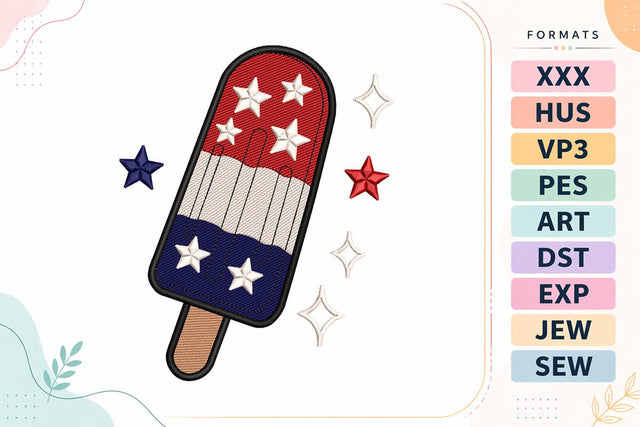 Patriotic Popsicle 4th of July Embroidery Design Embroidery/Applique DESIGNS sg embroidery 