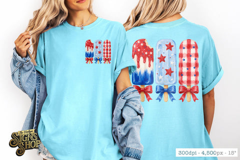 Patriotic Popsicle Bow PNG, 4th of July Summer Design Sublimation The Vintage Signs Shop 