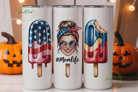 Patriotic Popsicle Mom 20oz Tumbler Sublimation PixelChick 