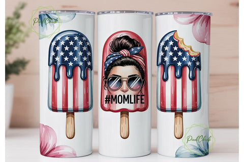 Patriotic Popsicle Mom 20oz Tumbler Sublimation PixelChick 