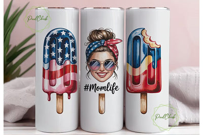 Patriotic Popsicle Mom 20oz Tumbler Sublimation PixelChick 