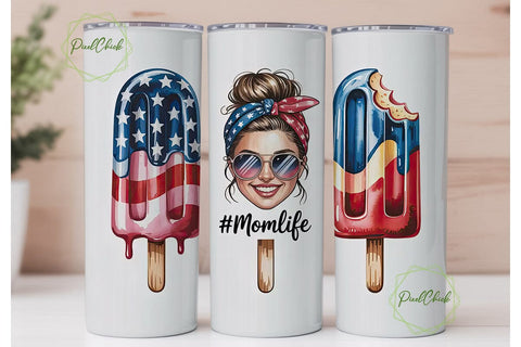 Patriotic Popsicle Mom 20oz Tumbler Sublimation PixelChick 