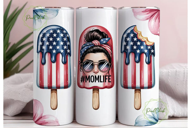 Patriotic Popsicle Mom 20oz Tumbler Sublimation PixelChick 